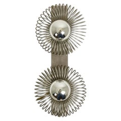 Andrea Lazzari. Pair of brushed metal wall lights. 1970s