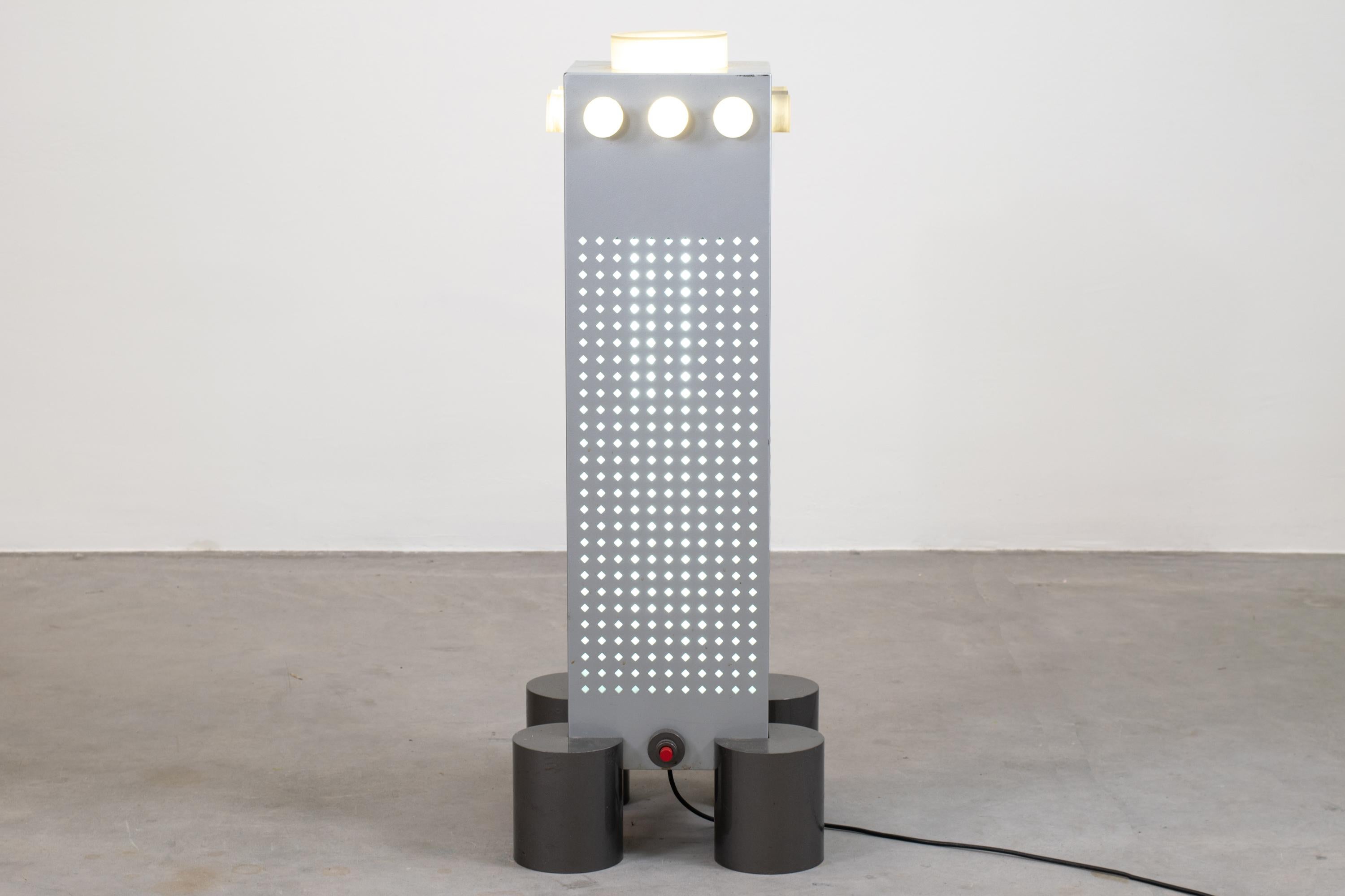 Post-Modern Andrea Lera & Matteo Thun Zerodue WWF Tower Floor Lamp by Bieffeplast 1980s