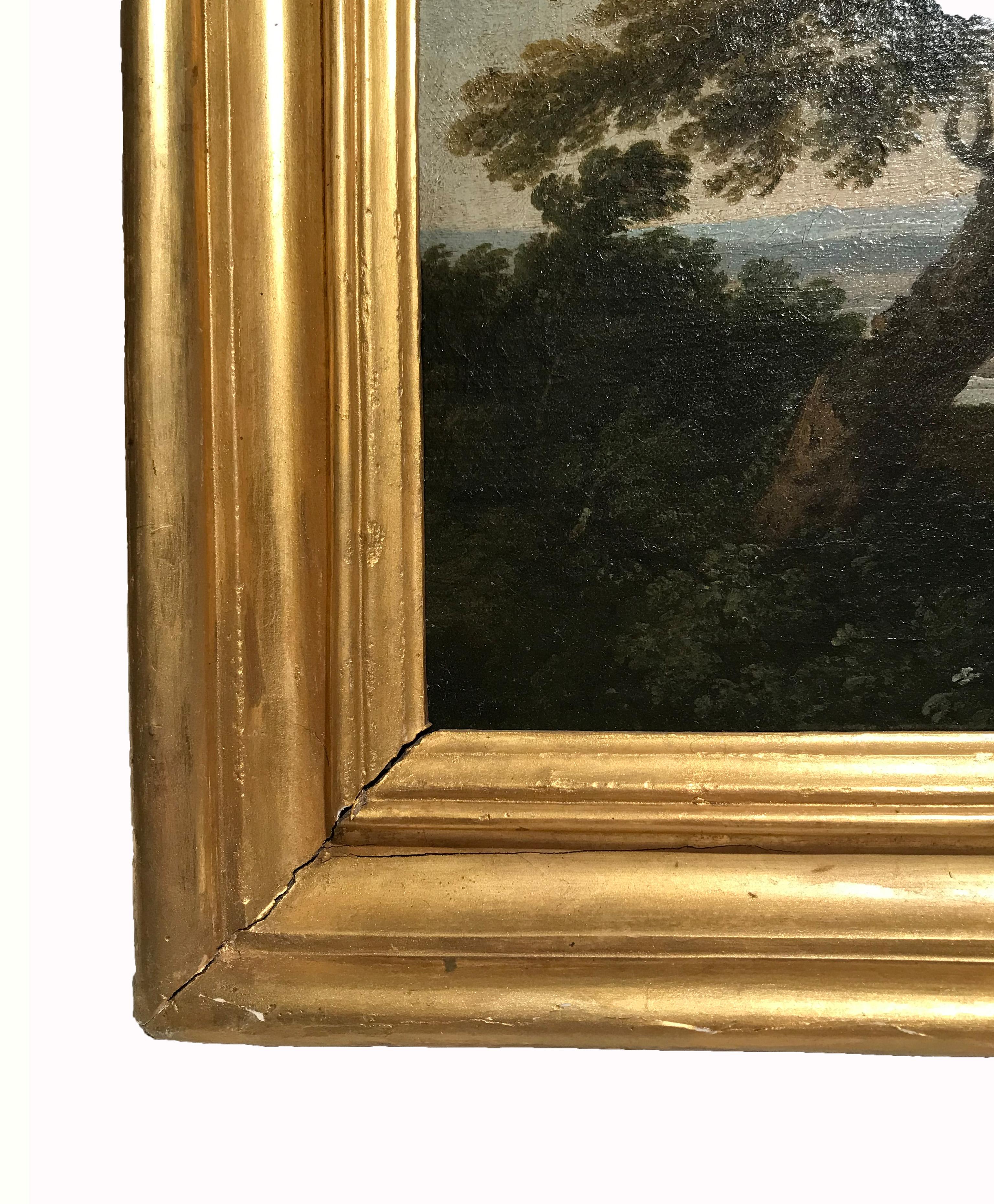 XVIII secolo di Andrea Locatelli Paesaggio con pescatore Olio su tela in vendita 5