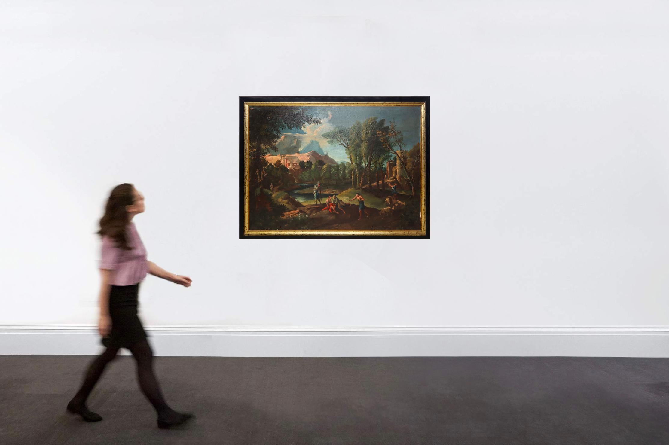 Andrea Locatelli (1695-1741) Öl auf Leinwand Gemälde Typische römische Landschaft im Angebot 3