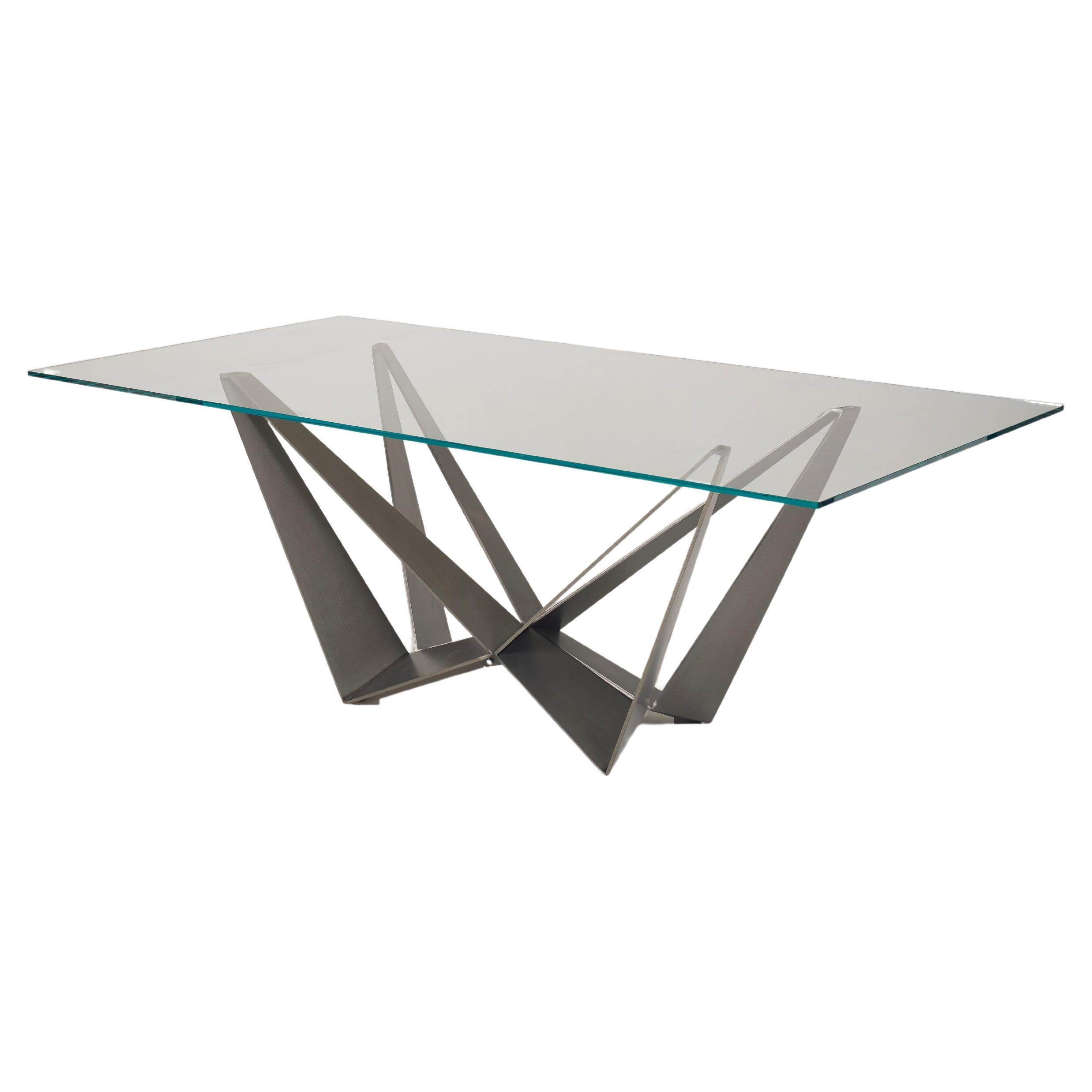 Andrea Lucatello glass and metal coffee table For Sale