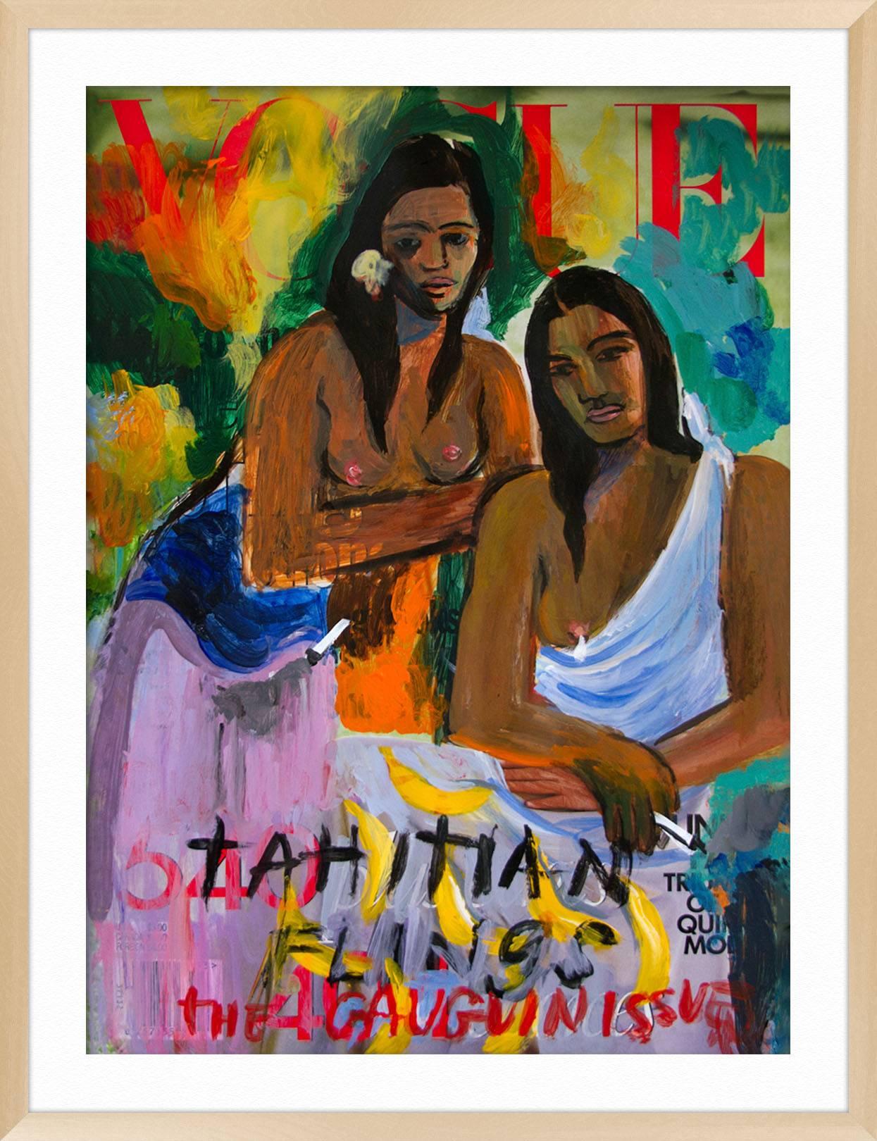 The Tahitian Issue - Gray Abstract Print by Andrea Mary Marshall