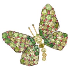 Broche Mariposa Andrea Molinari Oro Amarillo 14k Turmalina, Peridoto, Granate