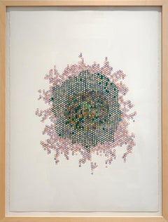 USA (Pfadfinderinnen, Version für 50-Jährige); Briefmarkenkunst mit Farbstiftzeichnung