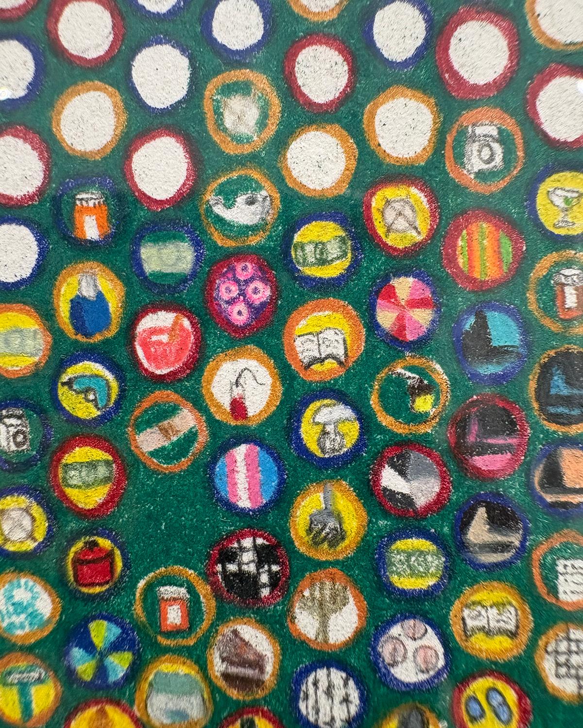 USA (Girl Scouts, Age 50 Version); Stamp art w Colored Pencil Drawing For Sale 1