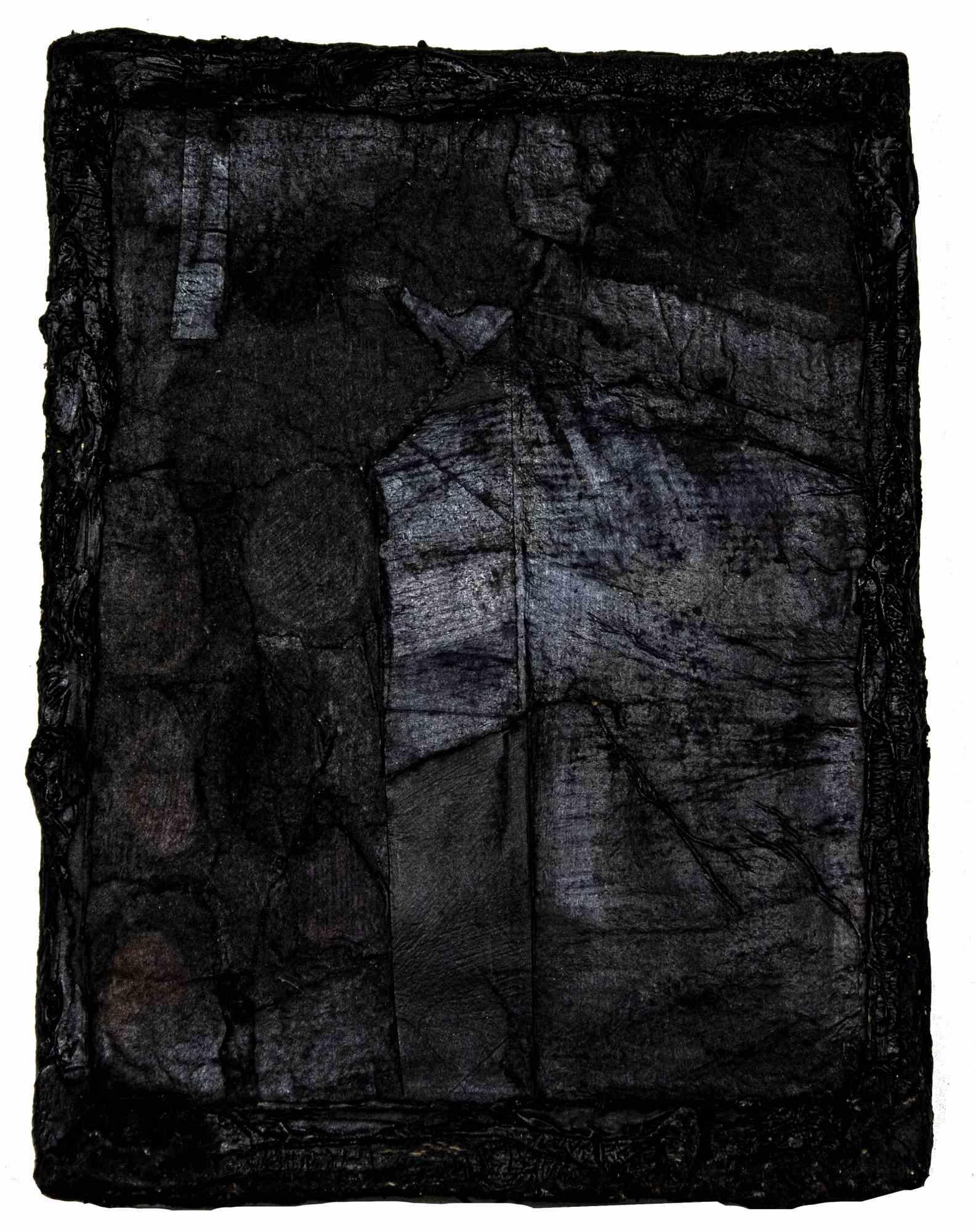 Black composition is an original contemporary artwork realized by Andrea Nurcis in 1987.

Metal on panel.

Hand signed and dated on the back.

The painting represents an abstract compositions.

Andrea Nurcis  is an Italian contemporary artist known