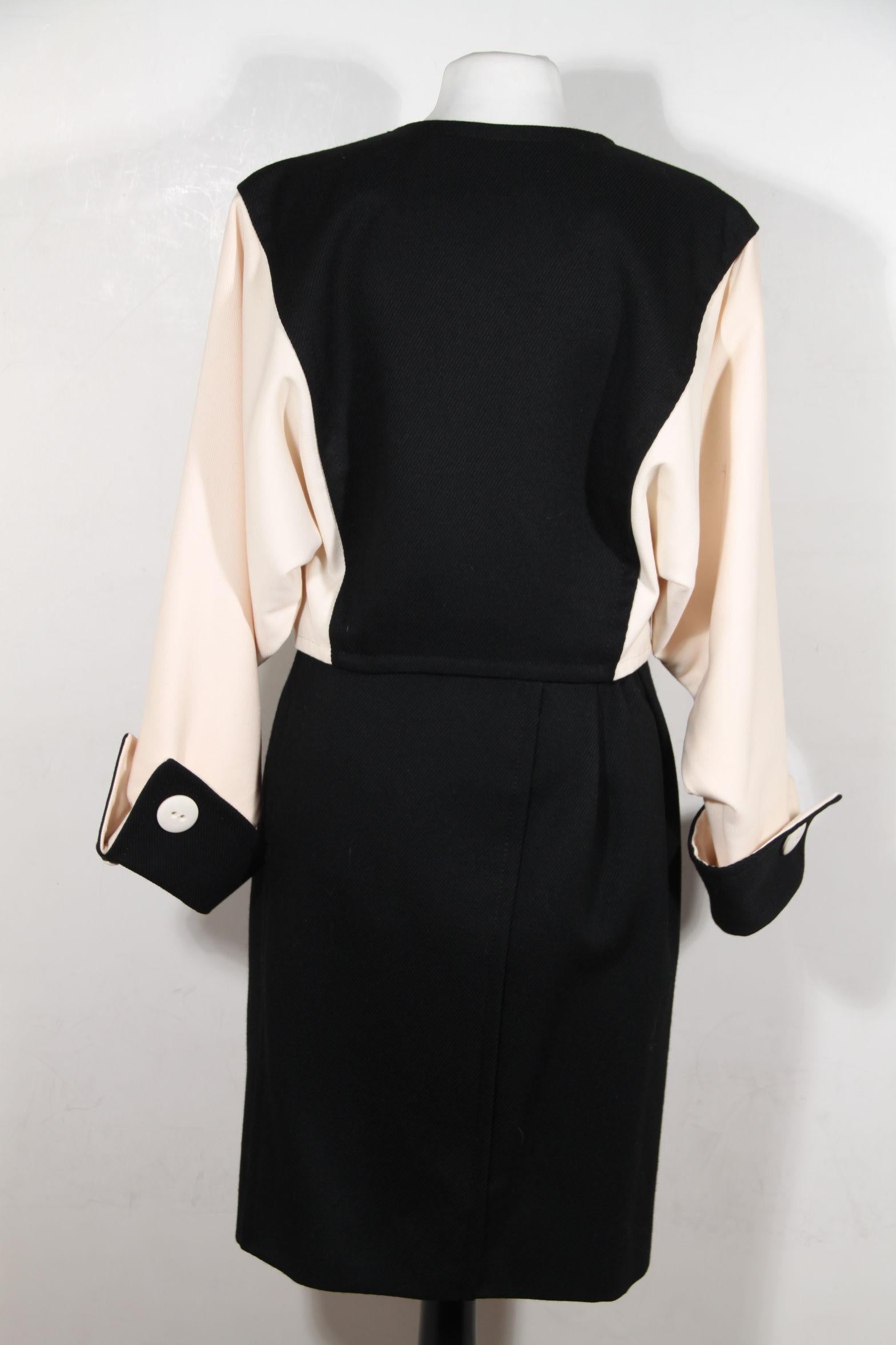 Andrea Odicini Vintage Suit Black White Jacket and Skirt Set Size 44 2