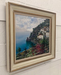 Costiera 20th Century Coastal Seascape Oil Painting on Board by Italian Artist