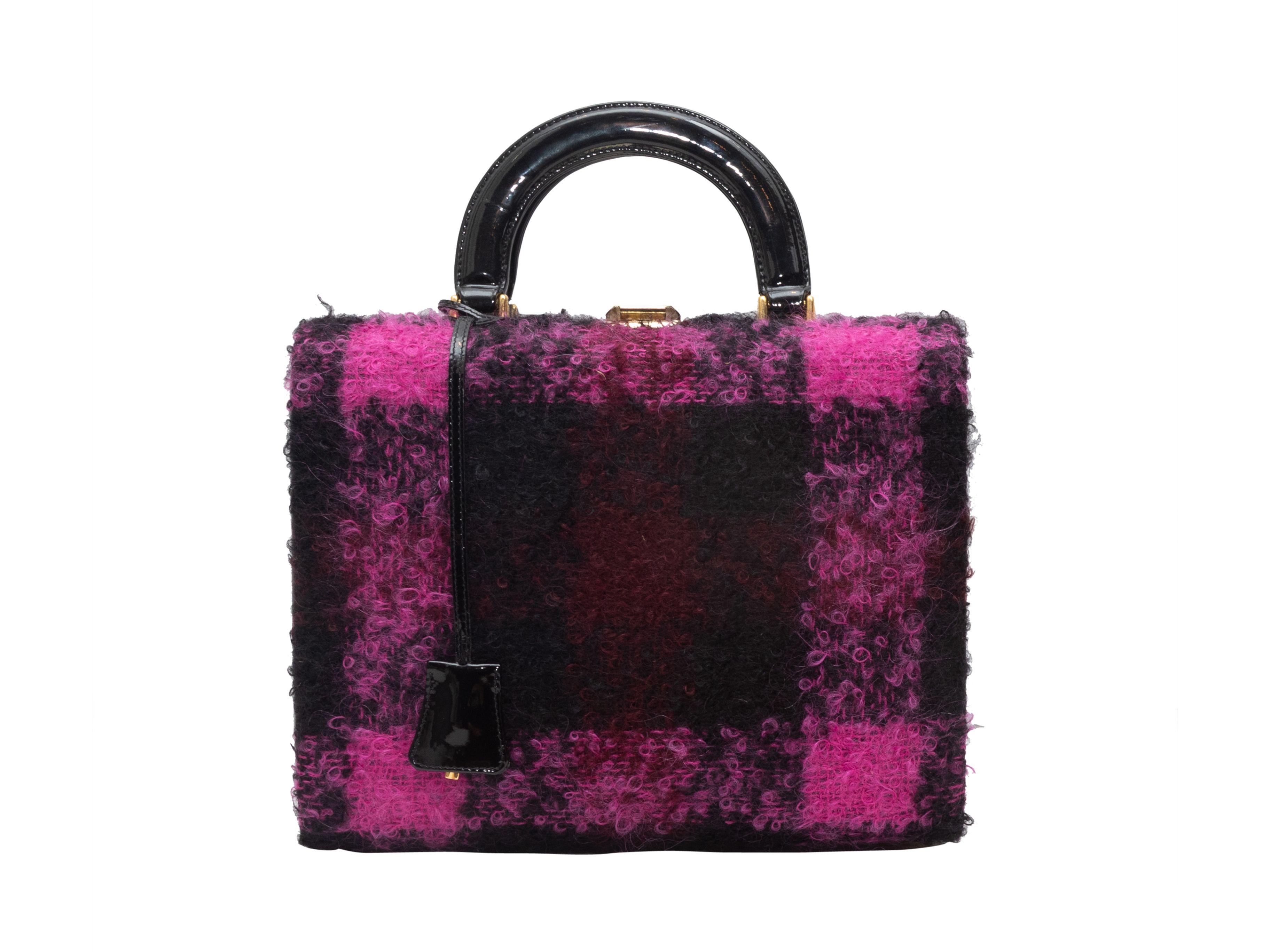 Women's Andrea Pfister Black & Magenta Plaid Tweed Handbag