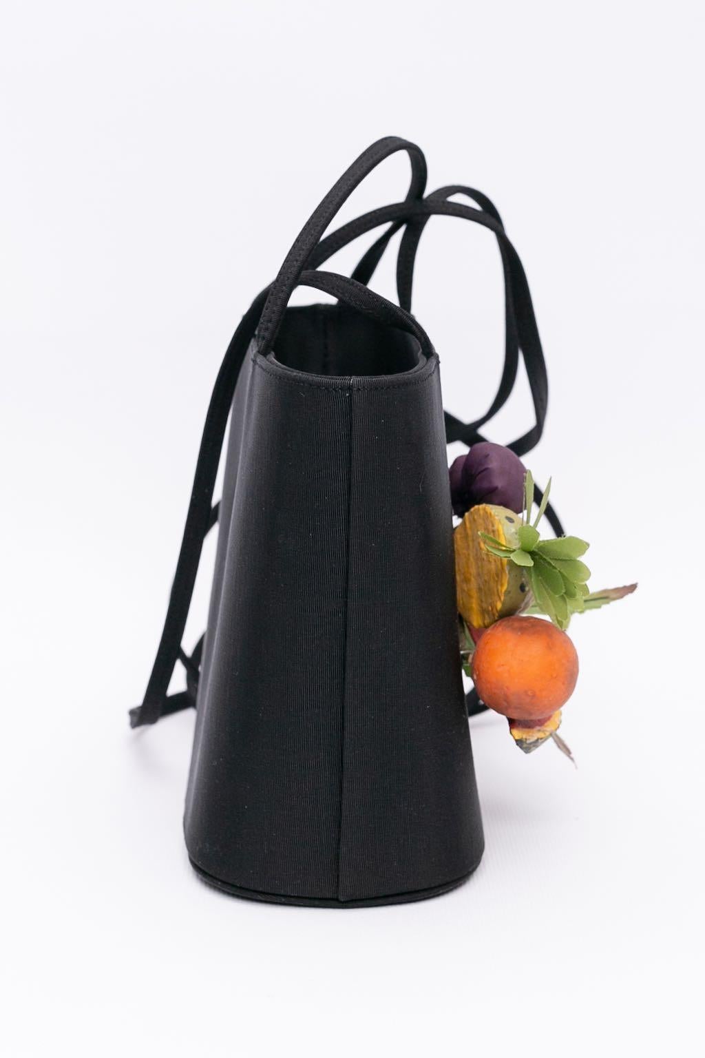 Andrea Pfister Fruits Bag in Black Fabric For Sale 1