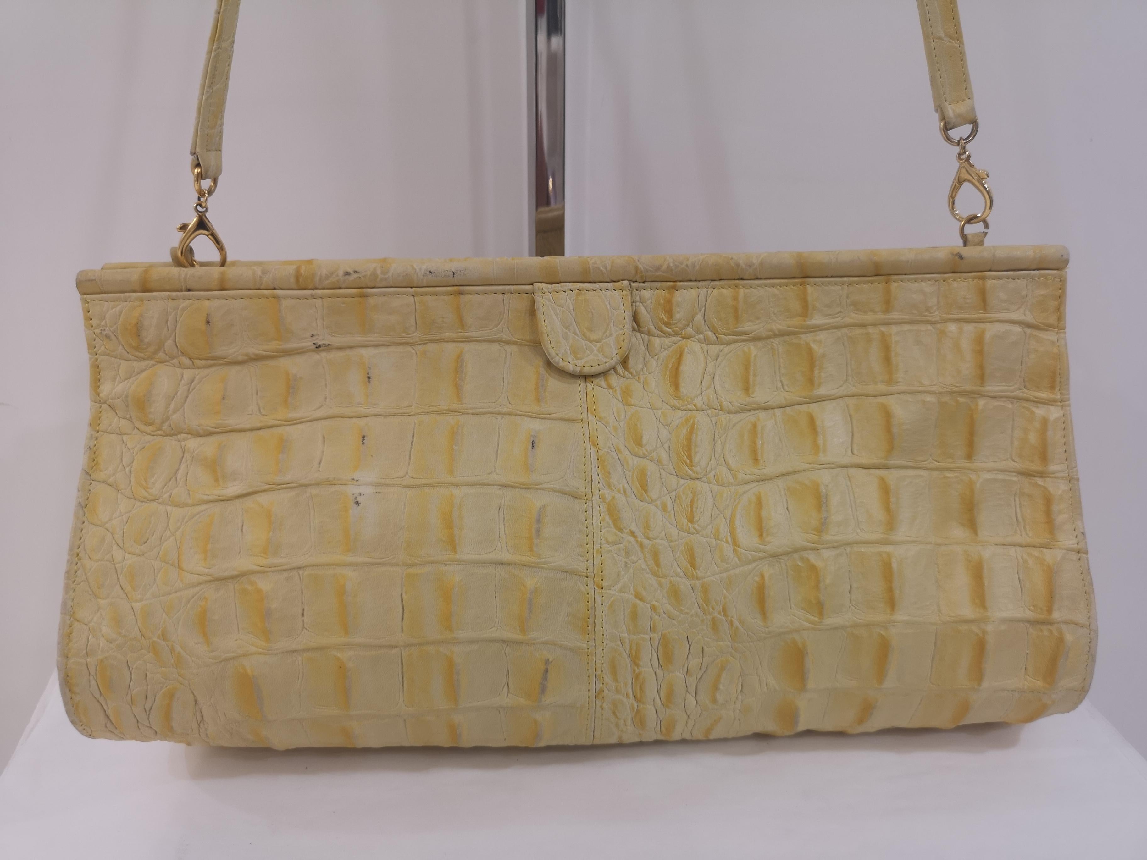 Women's Andrea Pfister yellow crocodile shoulder bag