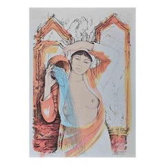 Vintage Aquarius- Zodiac - Hand-Colored Lithograph by A. Quarto - 1980s