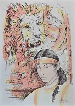 Lion - Zodiac - Hand-Colored Lithograph by A. Quarto - 1980s