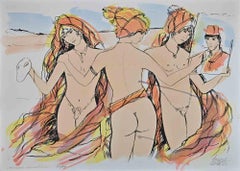 Nude Dancers - Hand-Colored Lithograph by A. Quarto - 1985