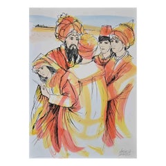 Painter and Commerce - Hand-Colored Lithograph by A. Quarto - 1980s