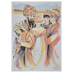 The Meeting - Hand-Colored Lithograph by A. Quarto - 1985