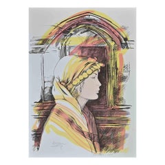 Virgo - Zodiac - Hand-Colored Lithograph by A. Quarto - 1980s