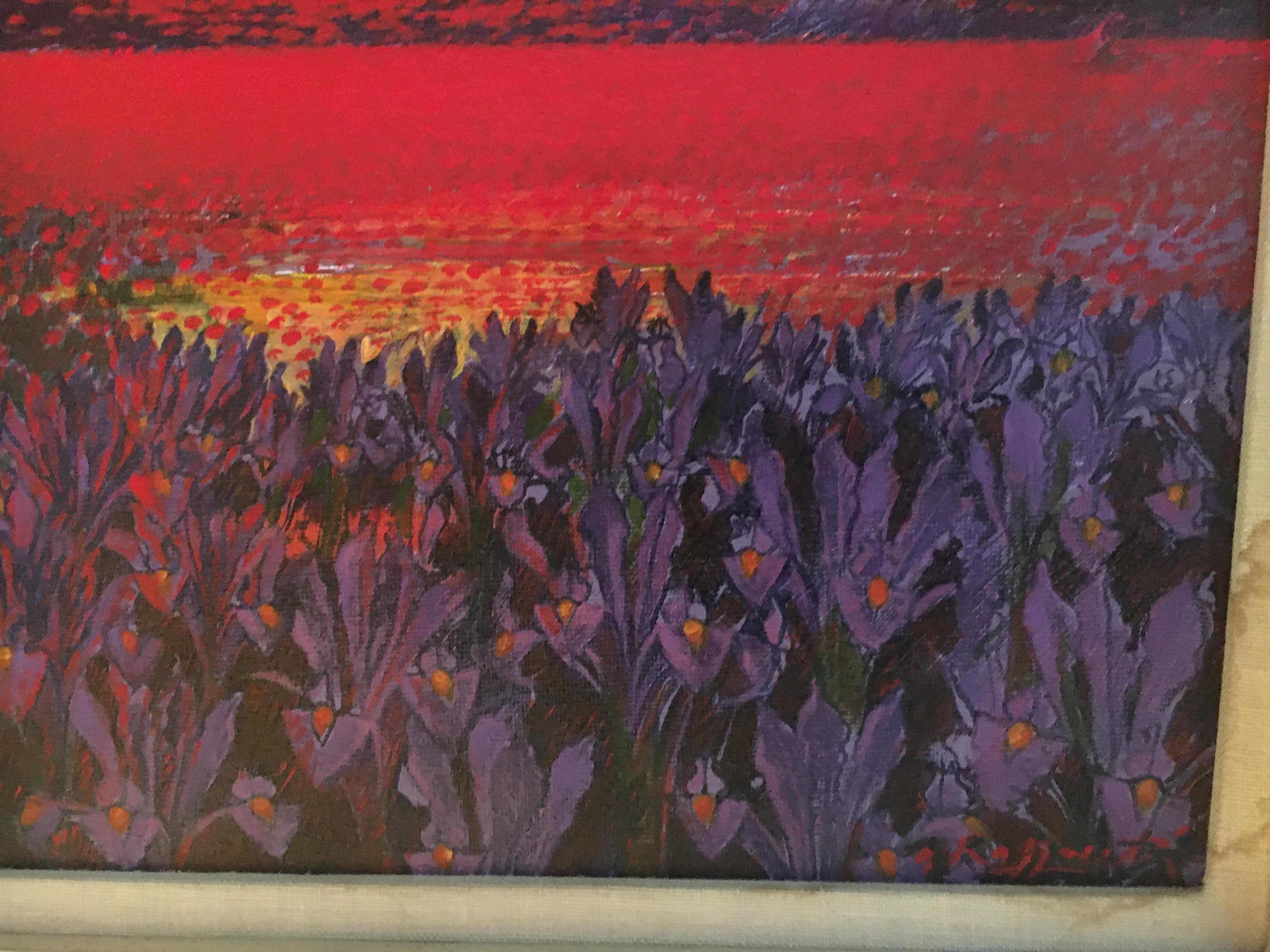 Andrea Razzaauti, Gemälde eines irischen Mohnblumenfeldes (Leinwand) im Angebot