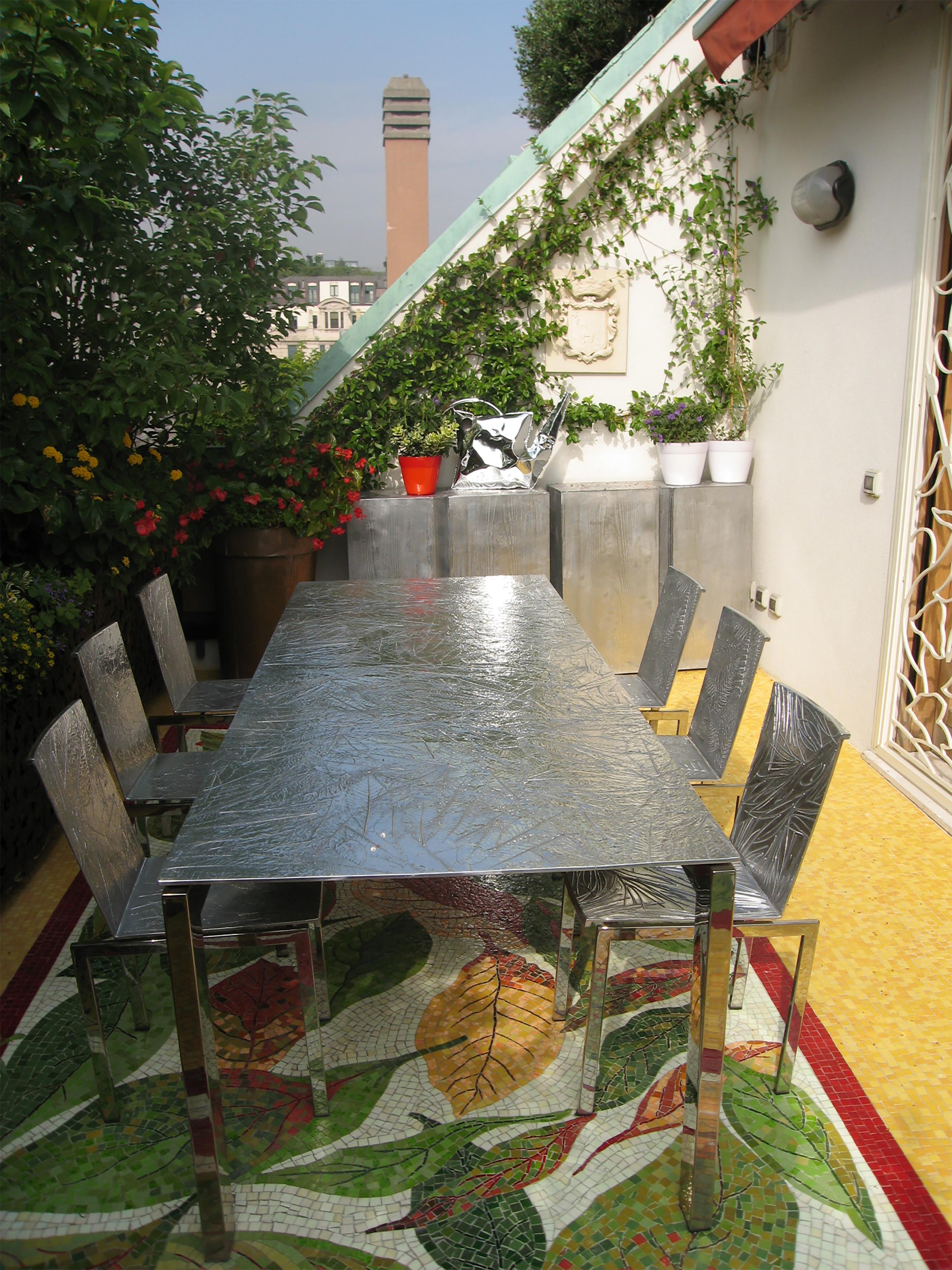 Aluminum Andrea Salvetti Dilmos Indoor Outdoor Chair Cast Aluminium Textured Nature For Sale