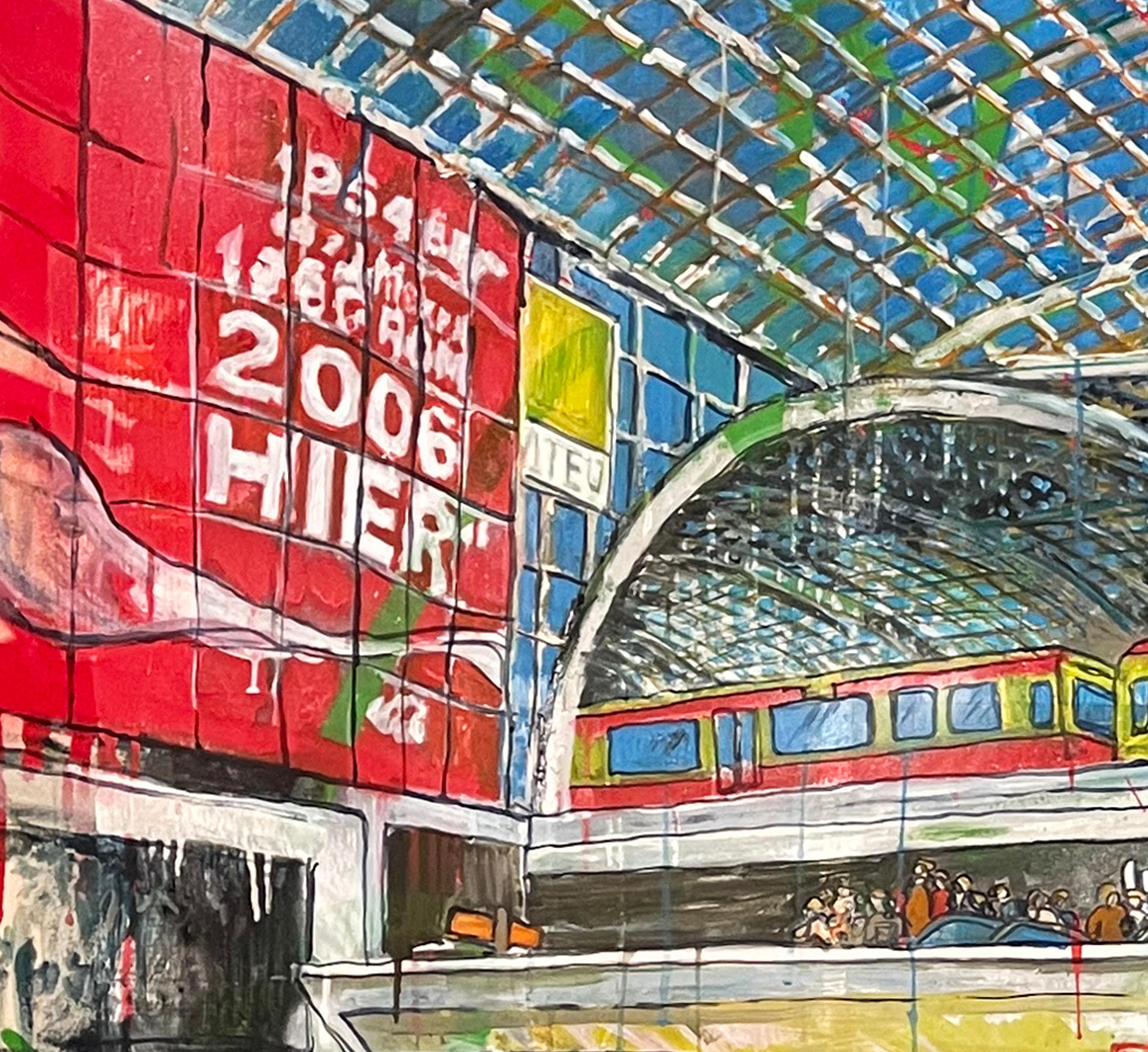 Peinture à l'huile : Berlin, gare centrale - Contemporain Painting par Andrea Sbra Perego