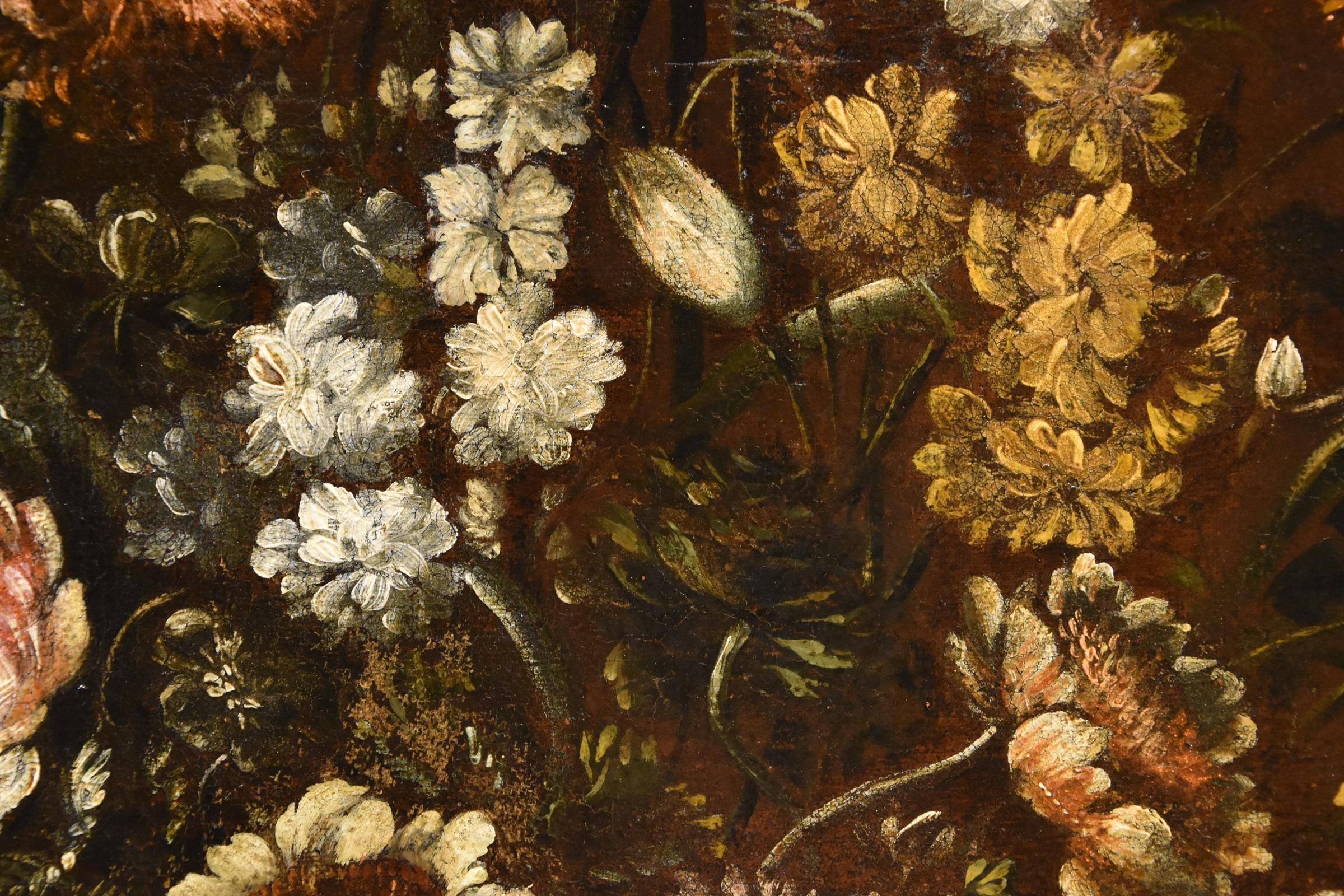 Blumen-Stillleben Scacciati 17. Jahrhundert Gemälde Öl auf Leinwand Alter Meister (2/3) im Angebot 7