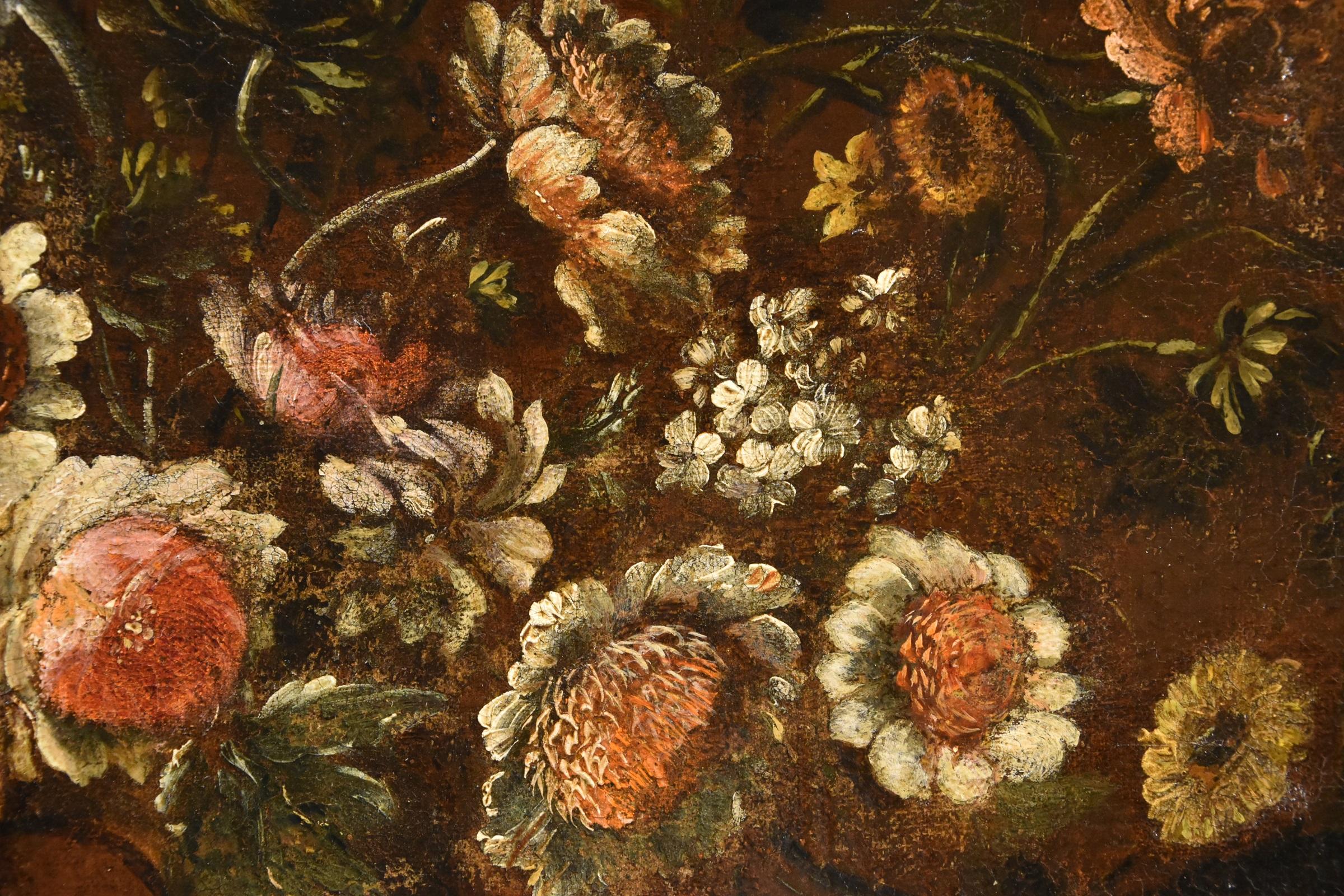 Blumen-Stillleben Scacciati 17. Jahrhundert Gemälde Öl auf Leinwand Alter Meister (2/3) im Angebot 8