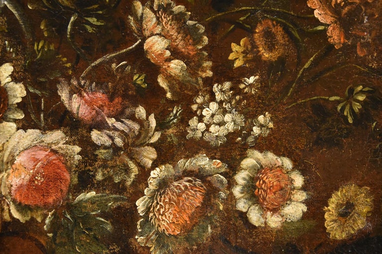 Flowers Still-life Scacciati 17th Century Paint Oil on canvas Old