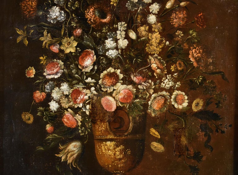 Flowers Still-life Scacciati 17th Century Paint Oil on canvas Old
