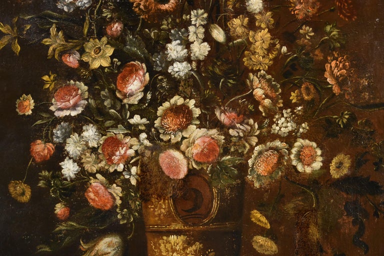 Flowers Still-life Scacciati 17th Century Paint Oil on canvas Old