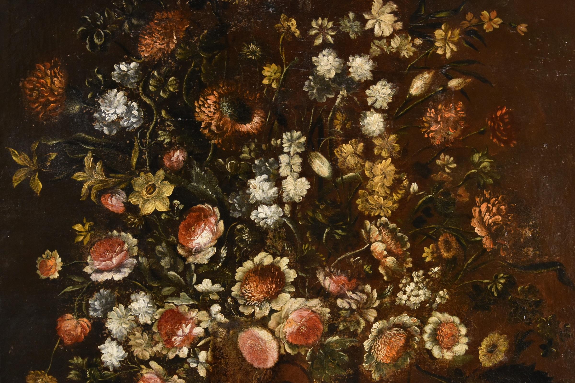 Blumen-Stillleben Scacciati 17. Jahrhundert Gemälde Öl auf Leinwand Alter Meister (2/3) im Angebot 4