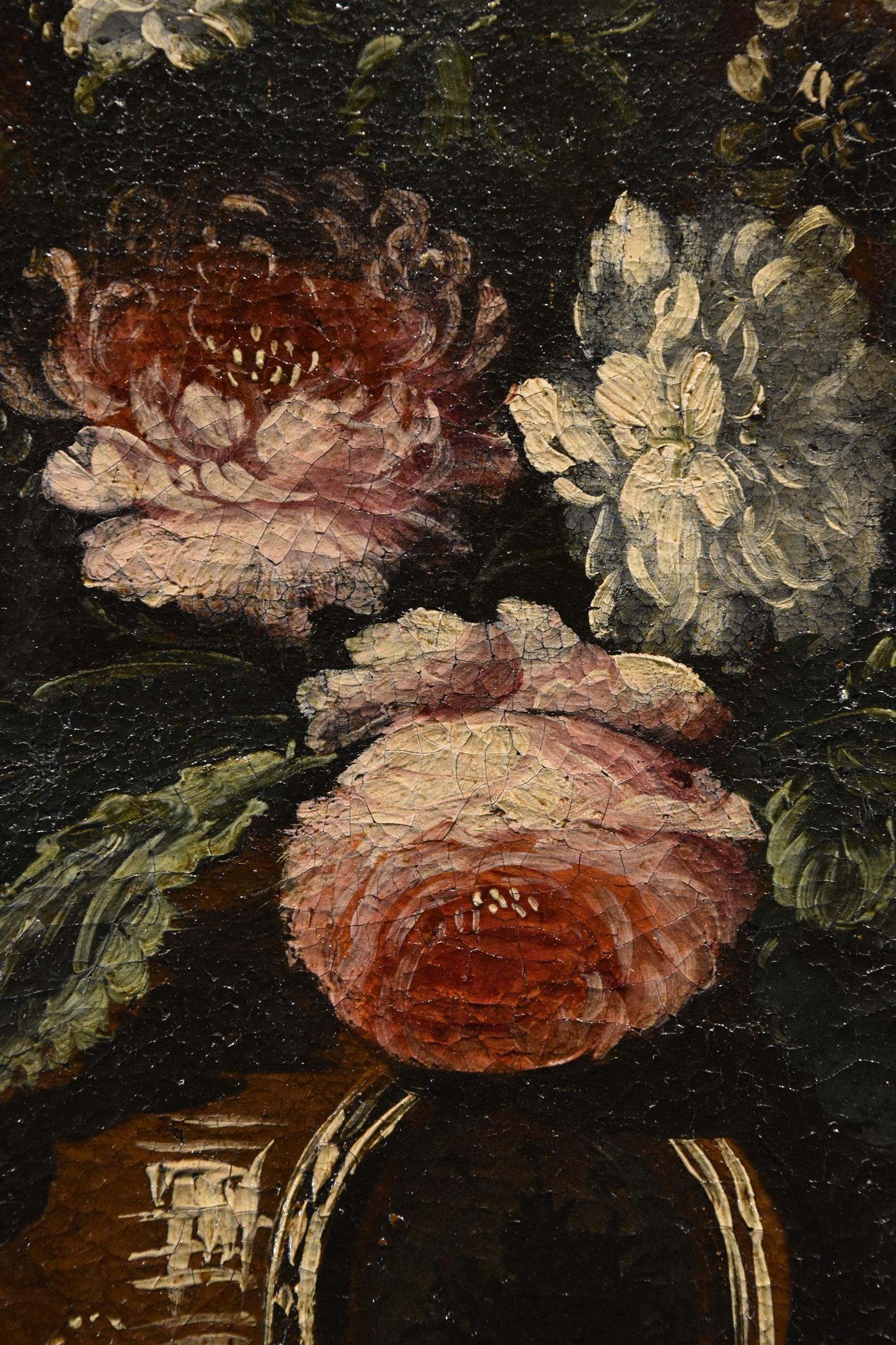 Blumen-Stillleben Scacciati 17. Jahrhundert Gemälde Öl auf Leinwand Alter Meister (3/3) im Angebot 7