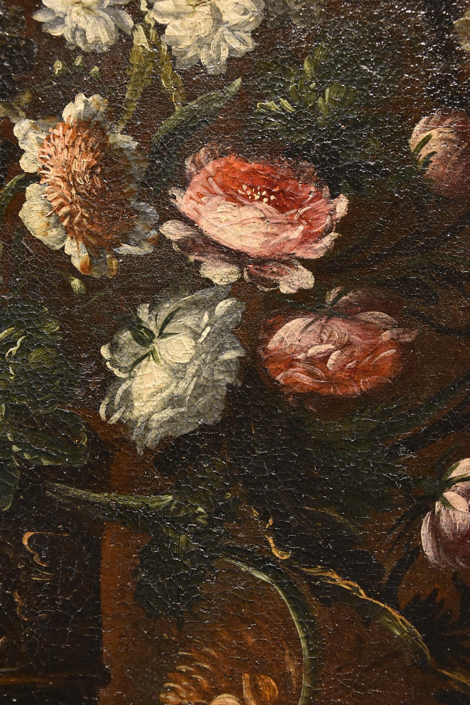 Blumen-Stillleben Scacciati 17. Jahrhundert Gemälde Öl auf Leinwand Alter Meister (3/3) im Angebot 8