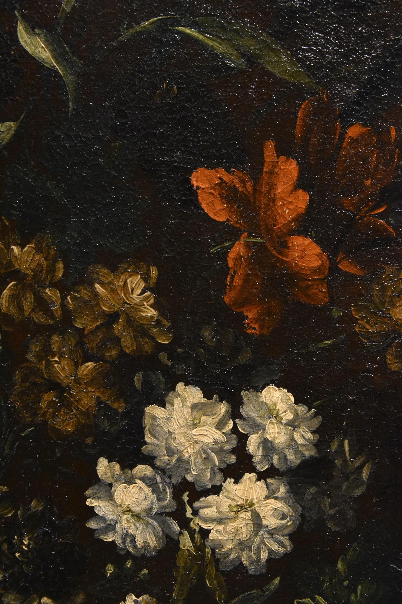 Blumen-Stillleben Scacciati 17. Jahrhundert Gemälde Öl auf Leinwand Alter Meister (3/3) im Angebot 9