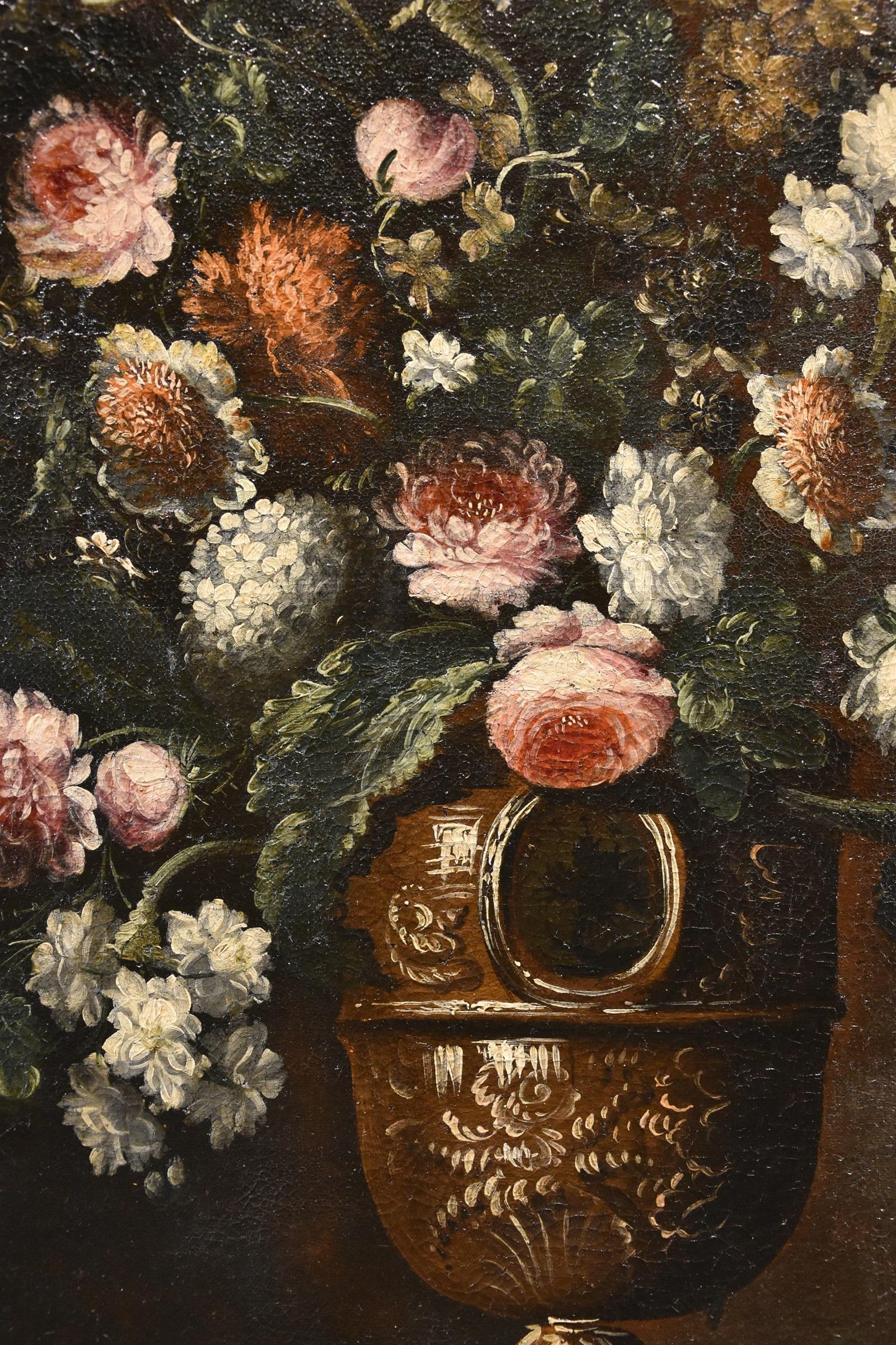 Blumen-Stillleben Scacciati 17. Jahrhundert Gemälde Öl auf Leinwand Alter Meister (3/3) im Angebot 4
