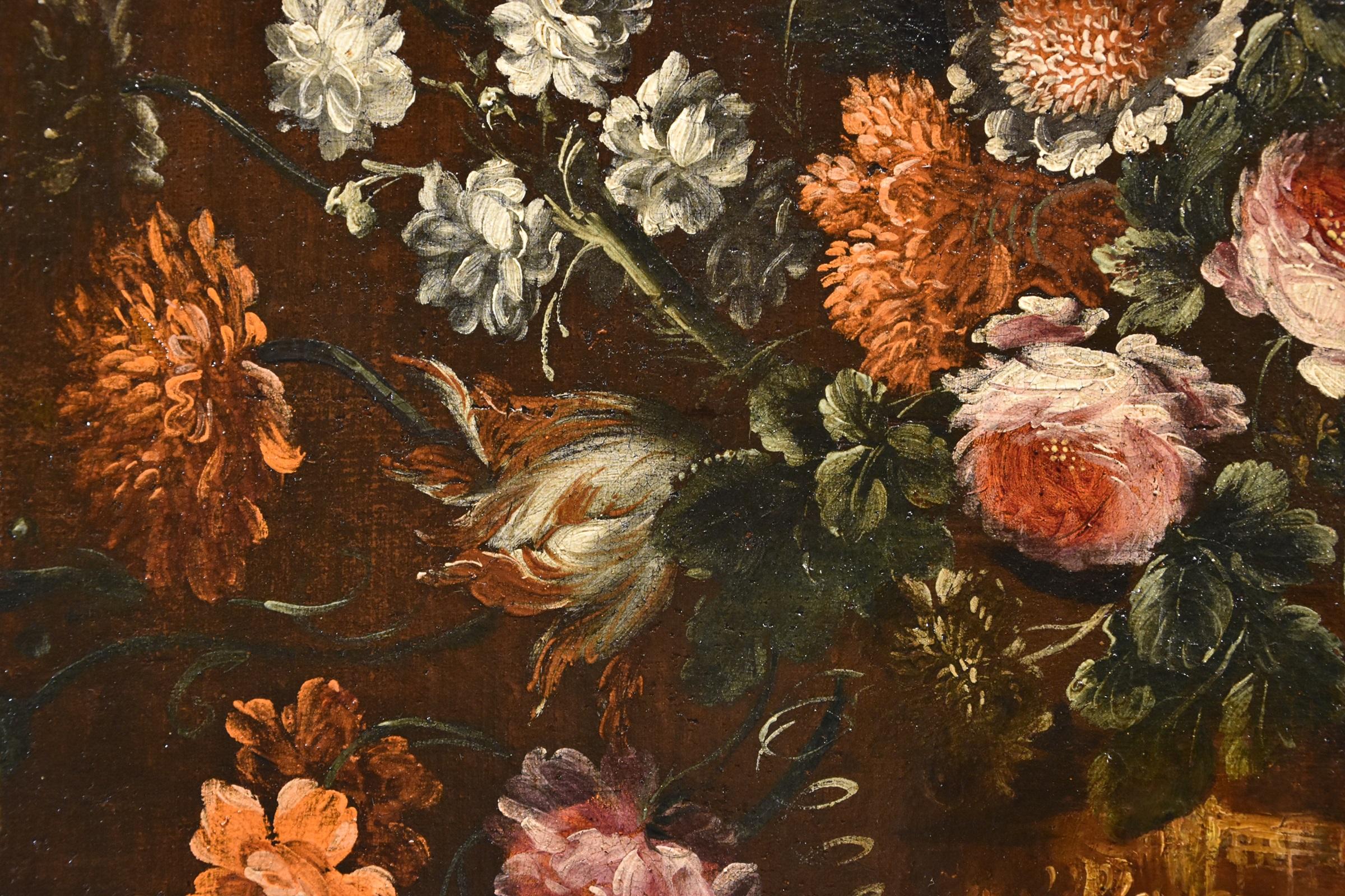 Blumen-Stillleben Scacciati 17. Jahrhundert Gemälde Öl auf Leinwand Alter Meister im Angebot 7