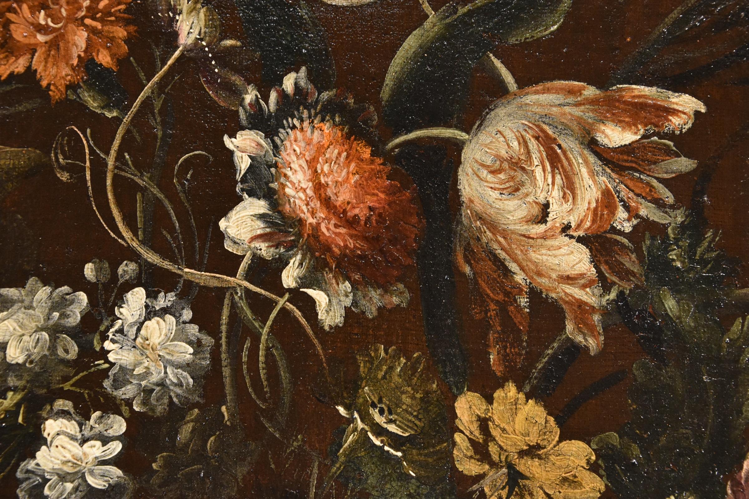 Blumen-Stillleben Scacciati 17. Jahrhundert Gemälde Öl auf Leinwand Alter Meister im Angebot 9