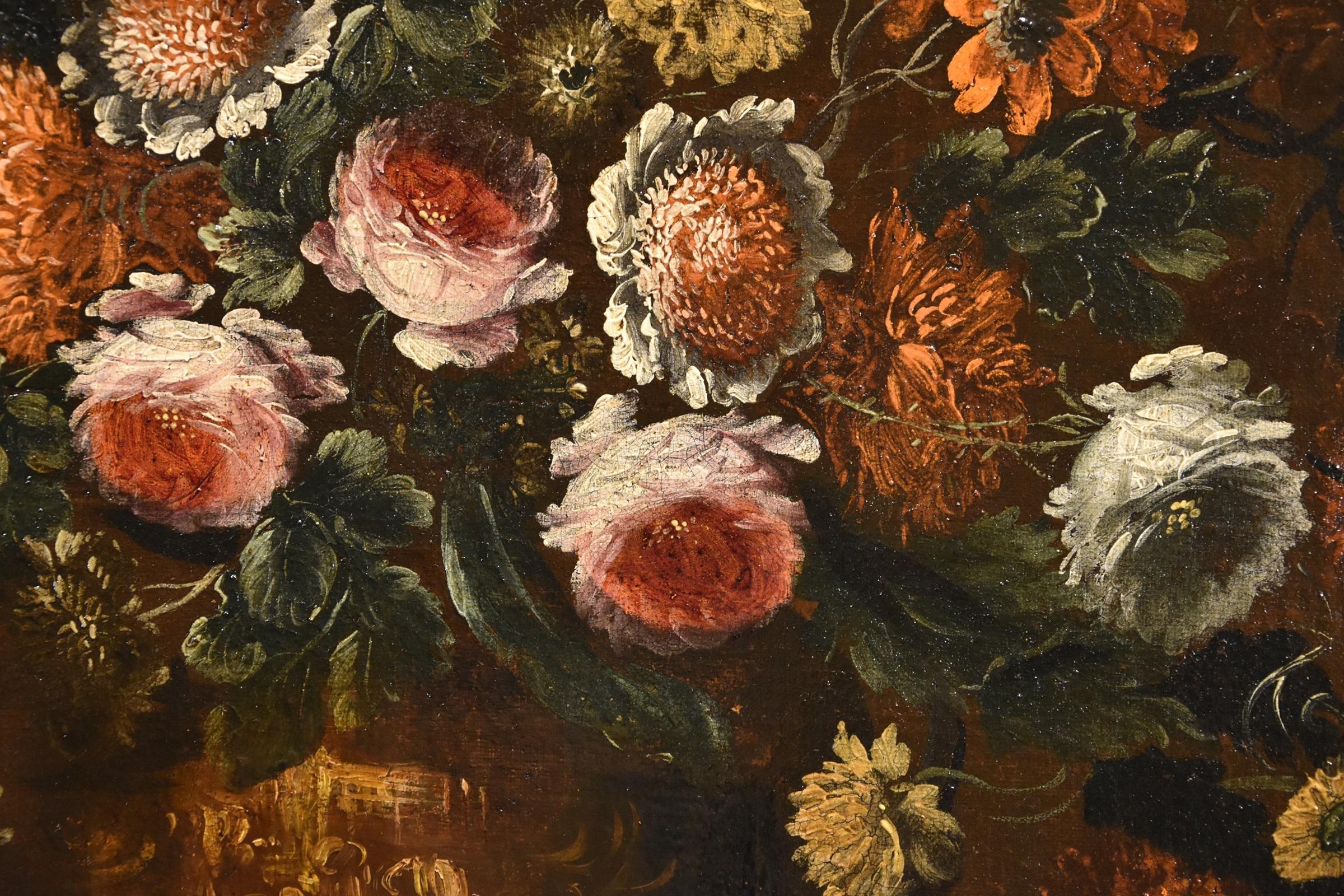 Blumen-Stillleben Scacciati 17. Jahrhundert Gemälde Öl auf Leinwand Alter Meister im Angebot 5