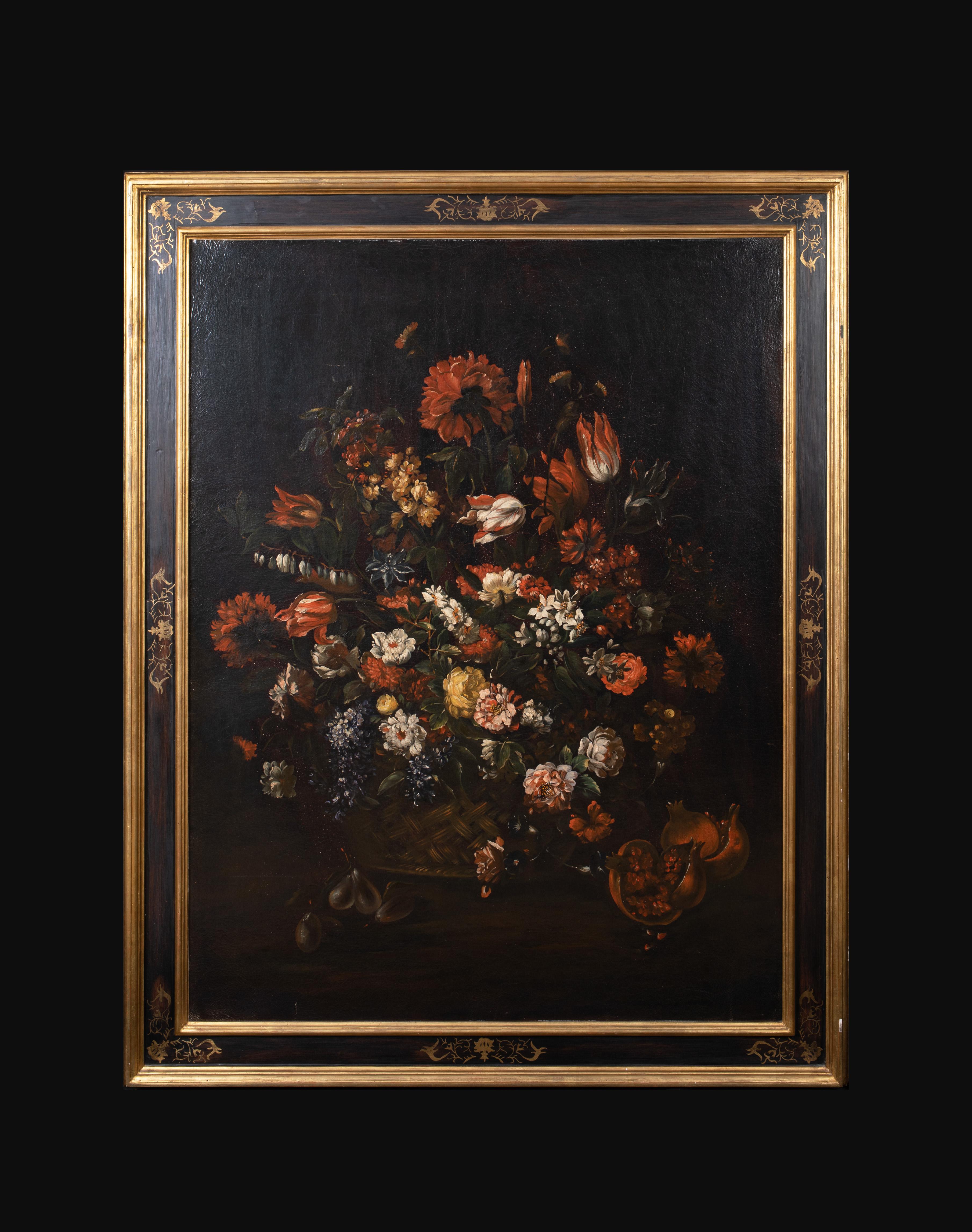 Still Life Of Flowers & Fruit, circa 1700 - Painting by Andrea Scacciati