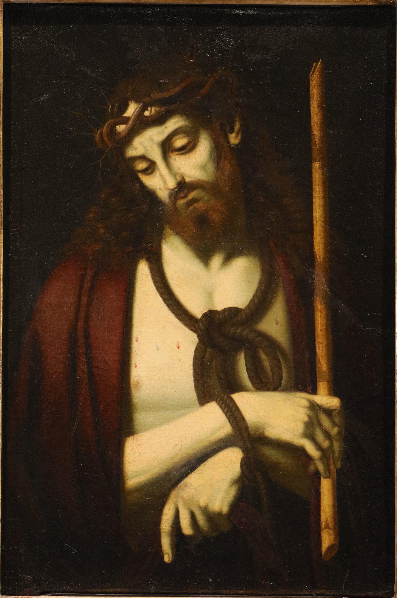 Ecce Homo Solario Paint 16/17th Century Oil on canvas Old master Leonardo Art