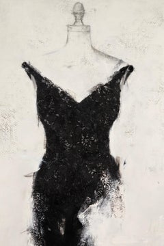 Andrea Stajan-Ferkul An Affair With Black Signed Mixed Media Painting On Canvas