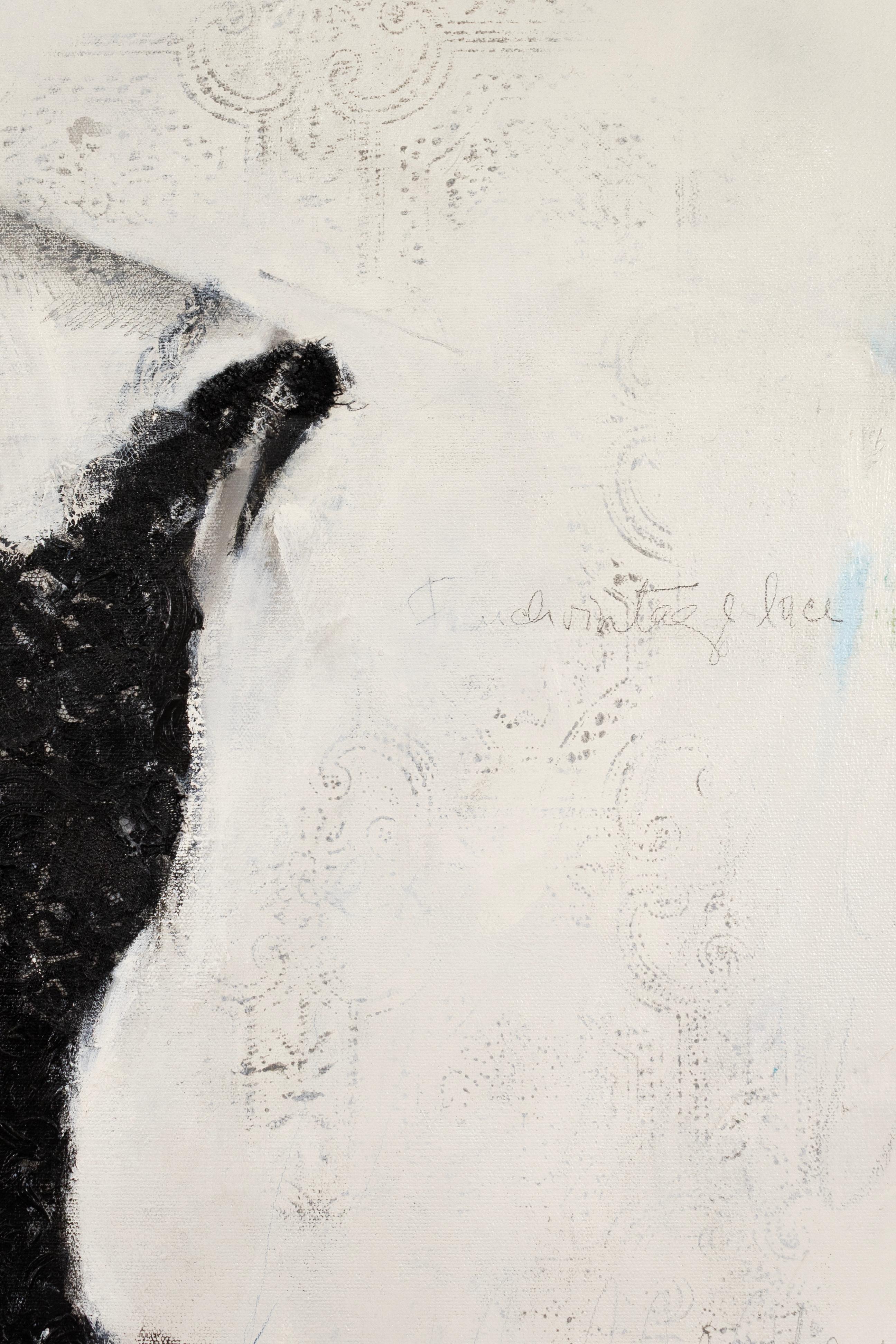 Andrea Stajan-Ferkul An Affair With Black Signed Mixed Media Painting On Canvas im Zustand „Gut“ im Angebot in Keego Harbor, MI