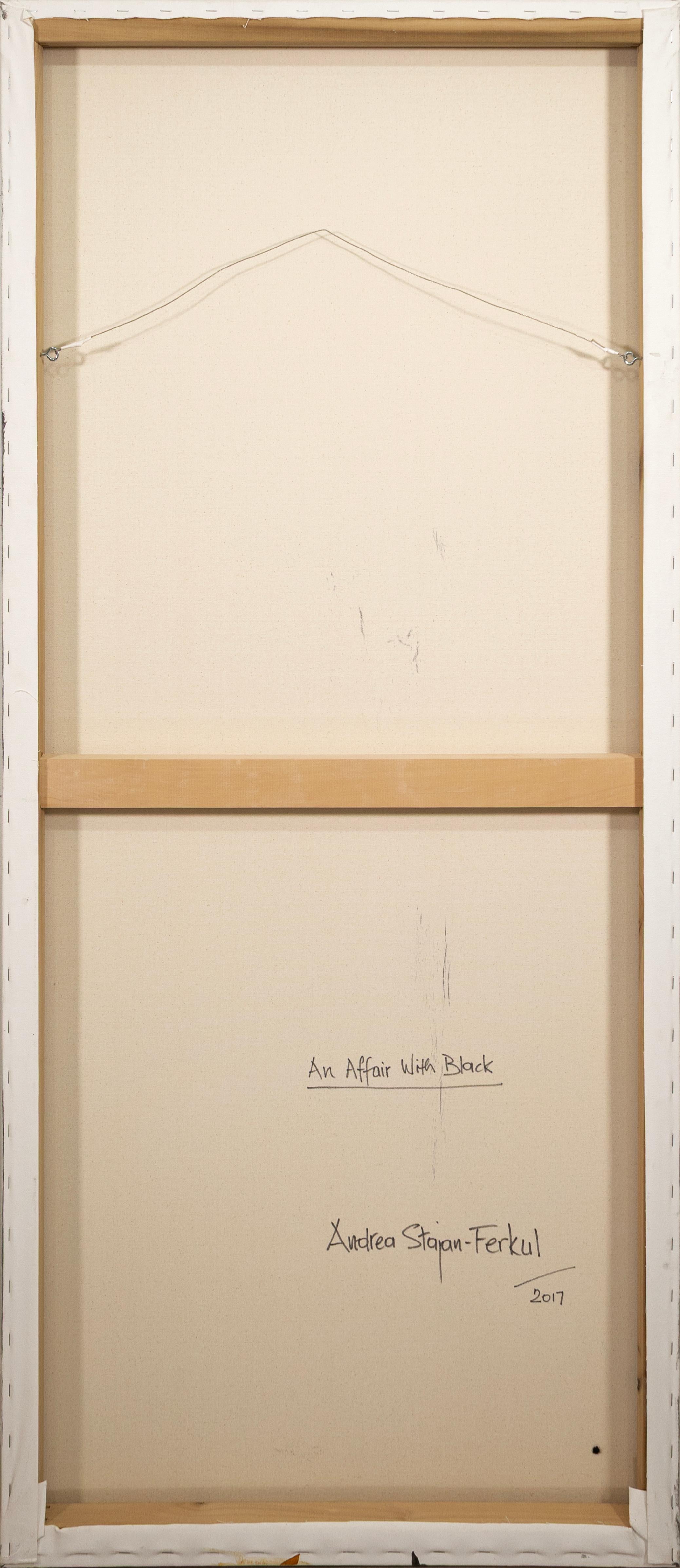 Andrea Stajan-Ferkul An Affair With Black Signed Mixed Media Painting On Canvas im Angebot 1