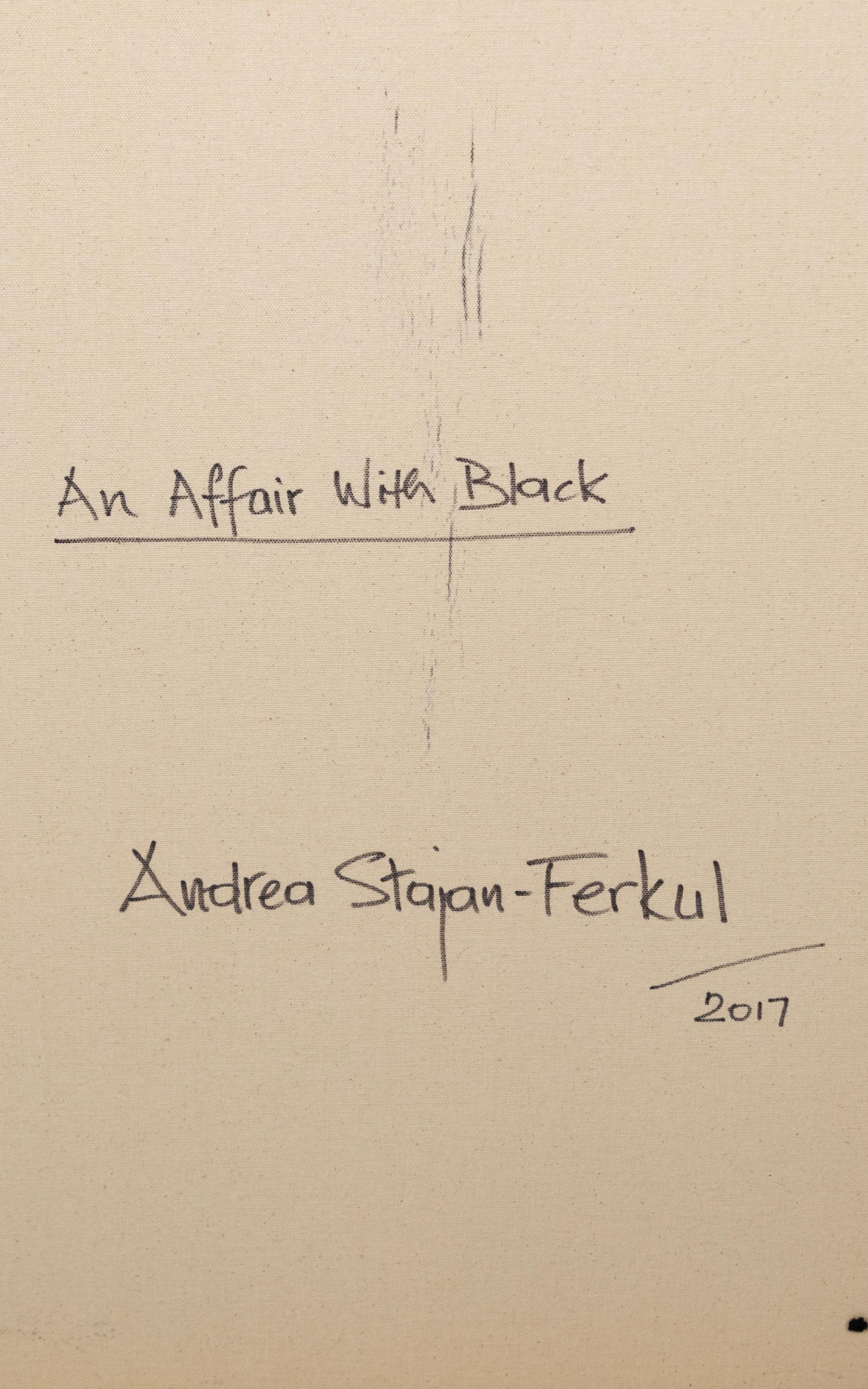 Andrea Stajan-Ferkul An Affair With Black Signed Mixed Media Painting On Canvas im Angebot 2