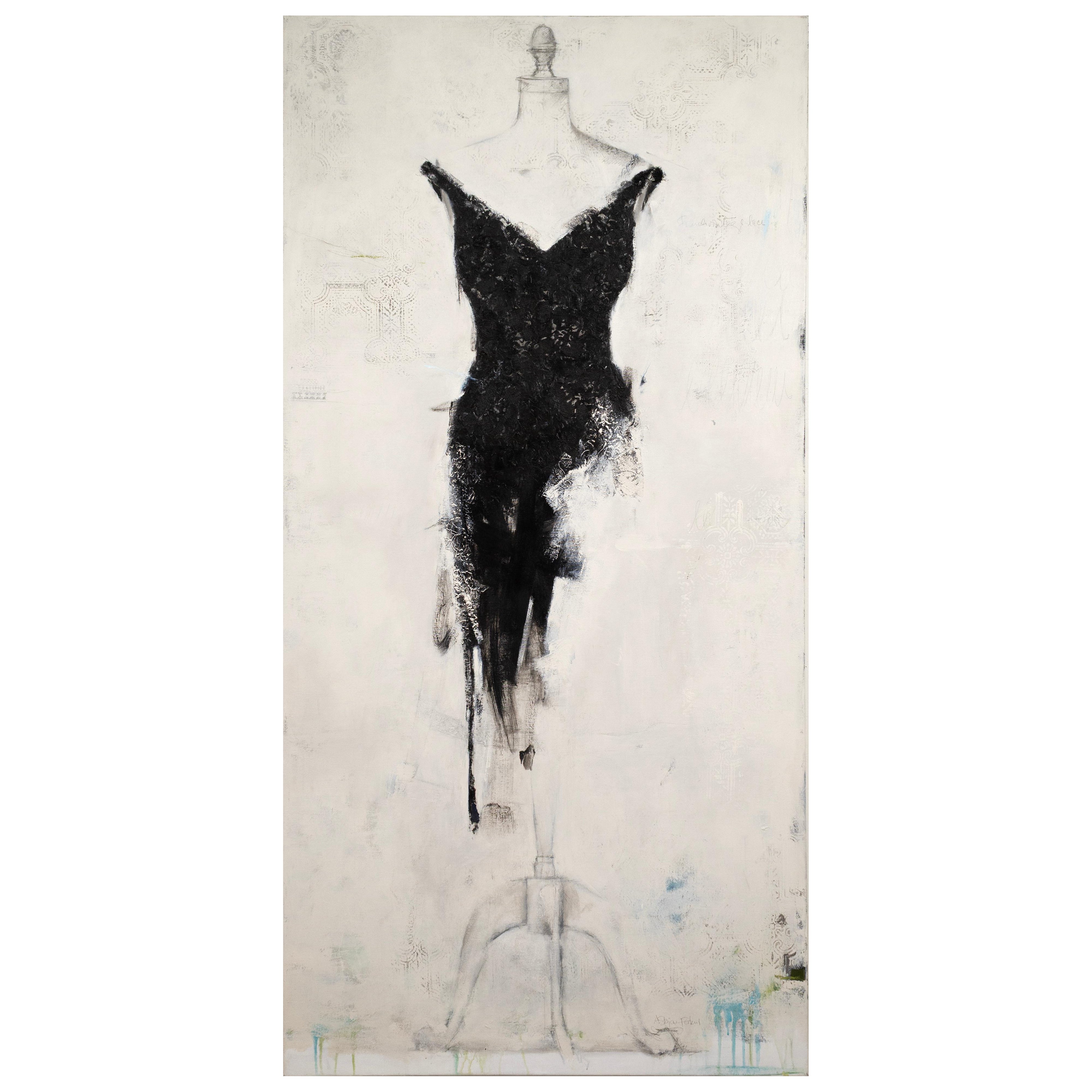 Andrea Stajan-Ferkul An Affair With Black Signed Mixed Media Painting On Canvas im Angebot