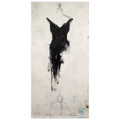Andrea Stajan-Ferkul An Affair With Black Signed Mixed Media Painting On Canvas