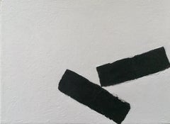 Una piccola poesia - 6 "x8", bianco e nero, pittura astratta minimale