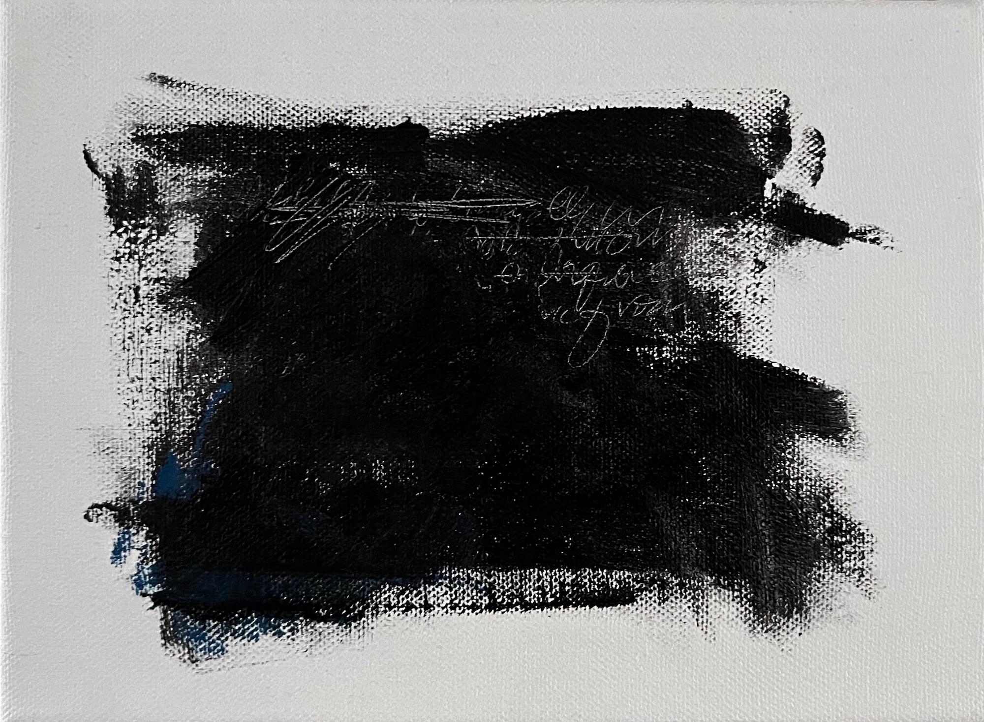 A Note To Myself - 1 (peinture abstraite en noir et blanc) - Contemporain Art par Andrea Stajan-Ferkul