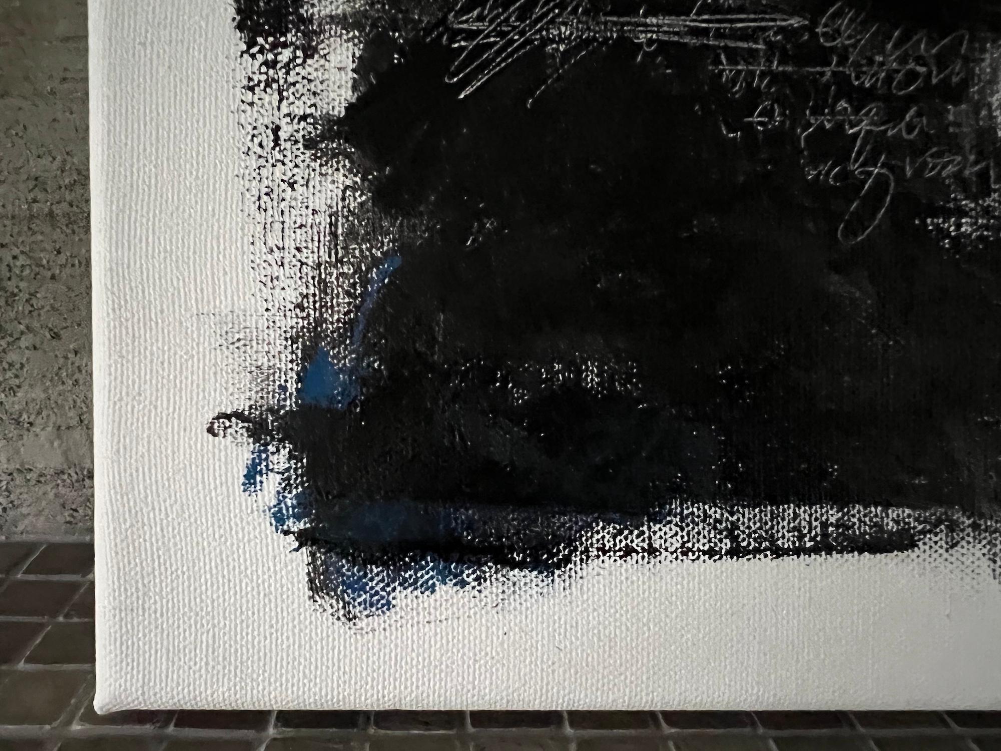 A Note To Myself - 1 (black and white abstract painting) - Contemporary Art by Andrea Stajan-Ferkul
