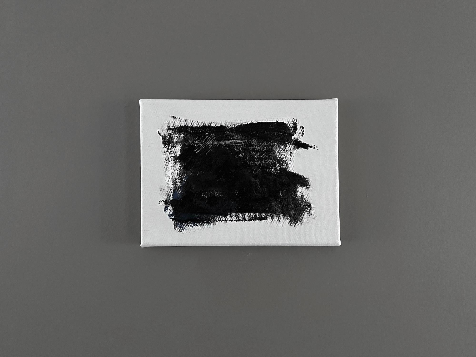 A Note To Myself – 1 (Abstraktes Schwarz-Weiß-Gemälde) im Angebot 3