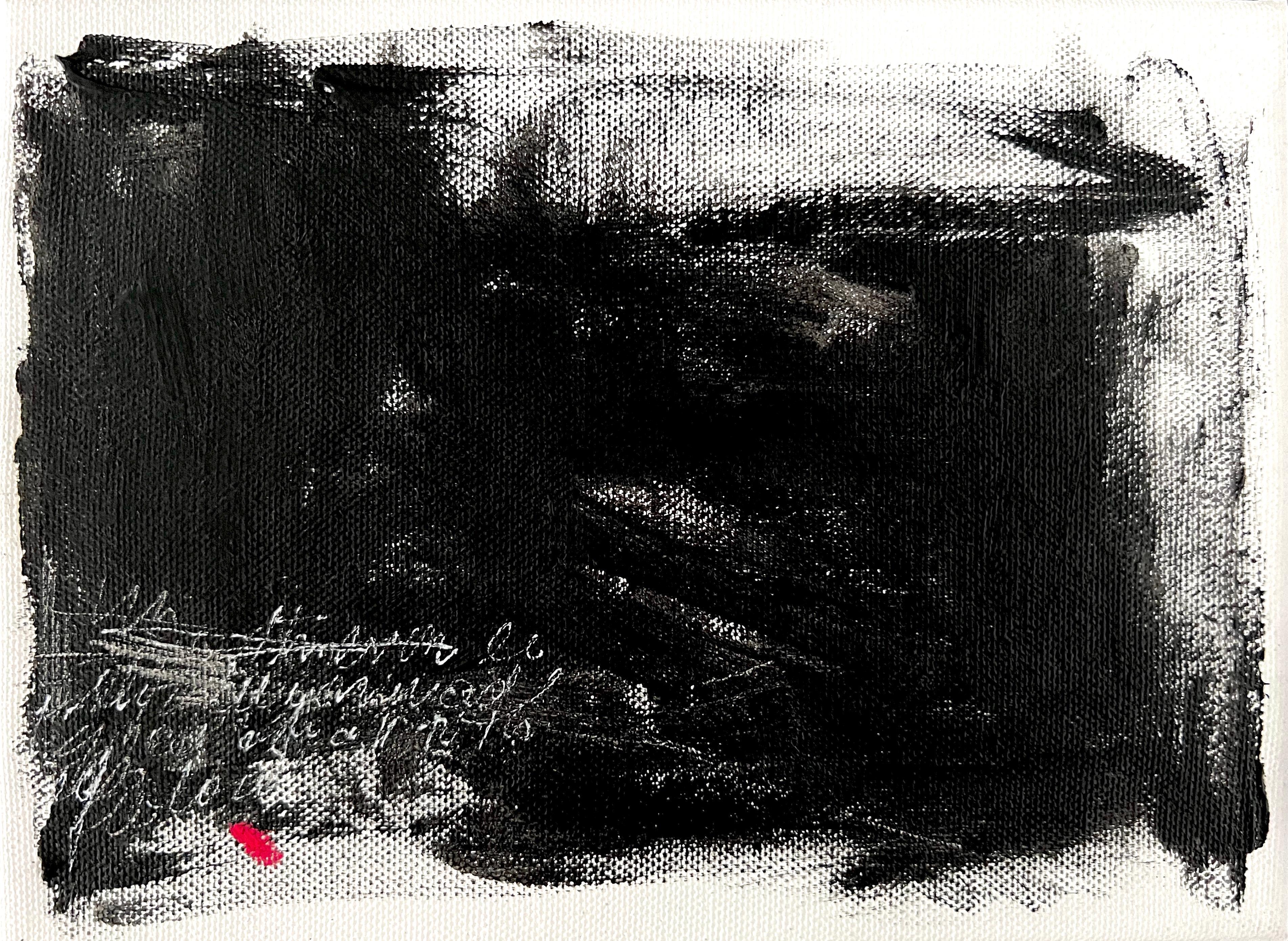 A Note To Myself - 2 (black and white abstract painting) - Contemporary Art by Andrea Stajan-Ferkul